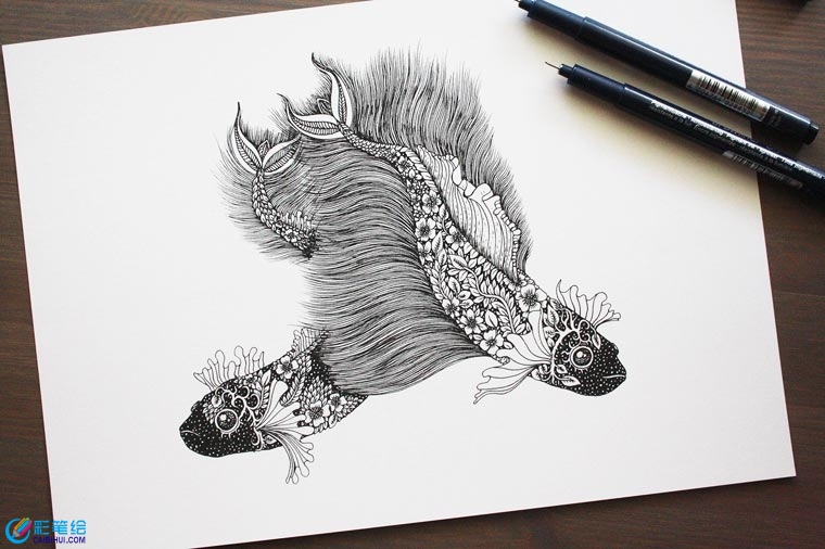 针管笔创意插画